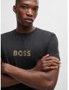 Camiseta Boss Special Algodón Manga Corta Logo Dorado (Negra)