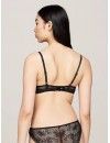Sujetador Tommy Hilfiger Escote Pronunciado Push-Up Encaje Floral (Negro)