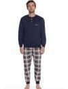 Pijama de Hombre Guasch Tejido Felpa Liso y Estampado Cuadros (Marino)