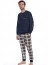 Pijama de Hombre Guasch Tejido Felpa Liso y Estampado Cuadros (Marino)