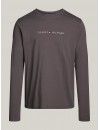 Camiseta Tommy Hilfiger Original con Logo Manga Larga (Gris)