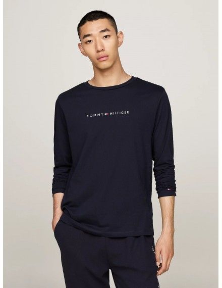 Camiseta Tommy Hilfiger Original con Logo Manga Larga (Marino)