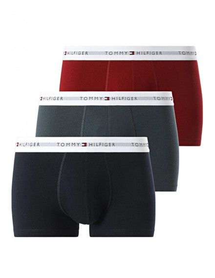 Boxer Tommy Hilfiger -3 Pack- Assinatura Cotton Essentials (Azul, Marinho e Fantasia)