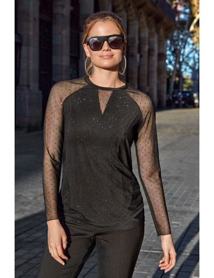 Camiseta Janira Manga Longa Greta 1122 (Preto)
