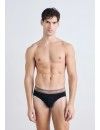 Slip Calvin Klein -3 Pack- Algodão Stretch (Branco Cintura Verde, Cinza e Turquesa)