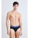 Slip Calvin Klein -3 Pack- Algodão Stretch (Branco Cintura Verde, Cinza e Turquesa)