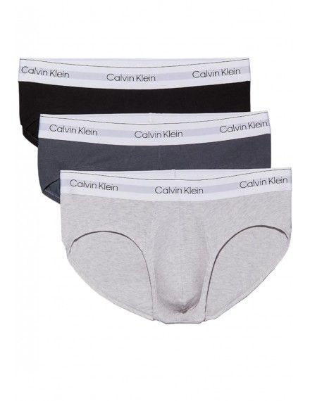 Slip Calvin Klein -3 Pack- Modern Cotton Stretch (Negro, Azul y Gris)
