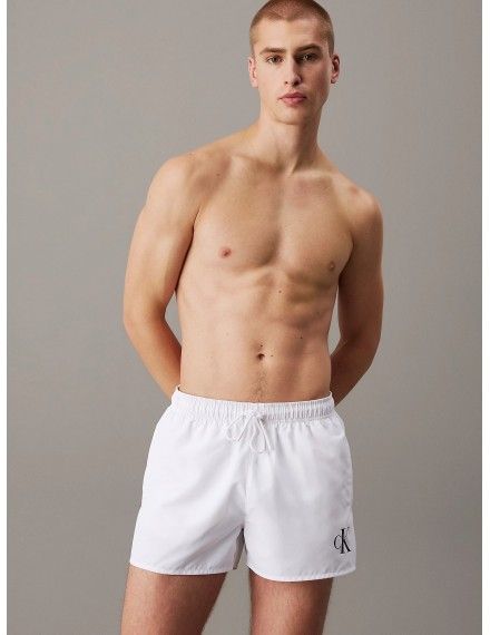 Bañador Corto Calvin Klein CK Monogram (Blanco)
