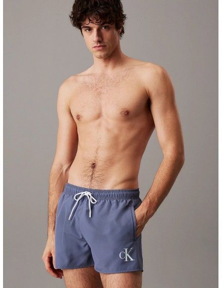 Bañador Corto Calvin Klein CK Monogram (Gris)