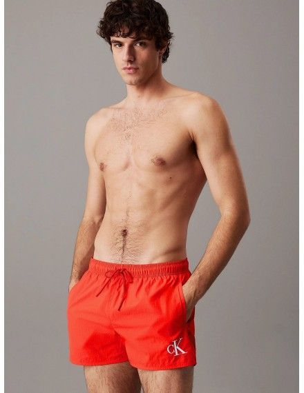 Bañador Corto Calvin Klein CK Monogram (Rojo)