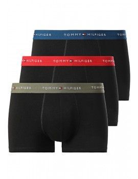 Bóxer Tommy Hilfiger -3 Pack- Signature Cotton Essentials (Negro Cint. Verde, Roja y Marino)