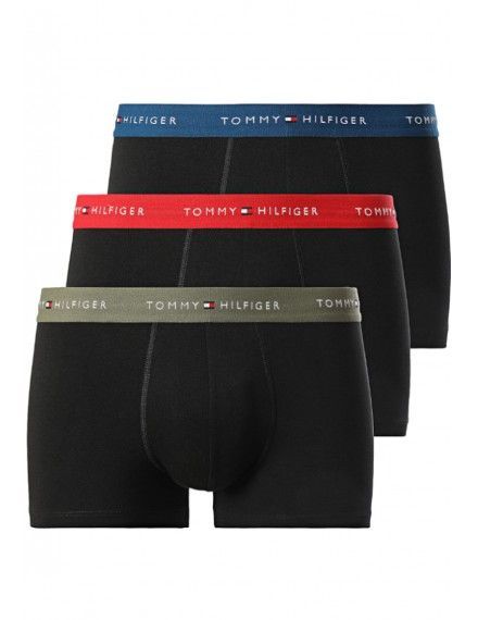 Bóxer Tommy Hilfiger -3 Pack- Signature Cotton Essentials (Negro Cint. Verde, Roja y Marino)