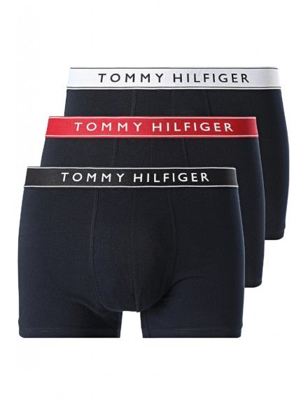 Boxer Tommy Hilfiger -3 Pack- Assinatura Cotton Essentials (Azul, Marinho e Fantasia)