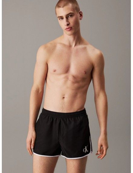 Bañador Deportivo Corto Calvin Klein CK Monogram (Negro)