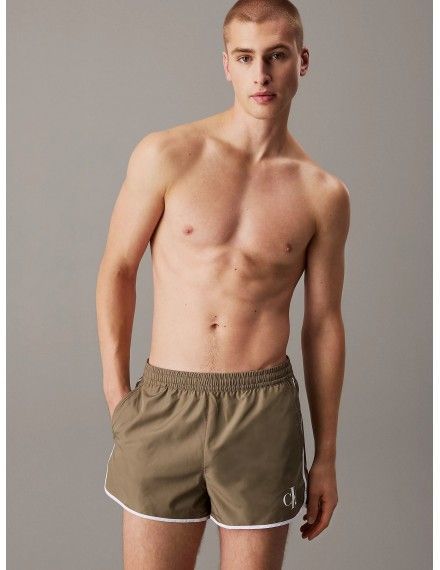 Bañador Deportivo Corto Calvin Klein CK Monogram (Verde)