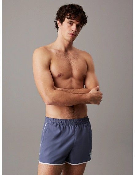 Bañador Deportivo Corto Calvin Klein CK Monogram (Gris)