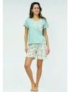 Pijama corto de Mujer Sónia Algodón Estampado (Azul)
