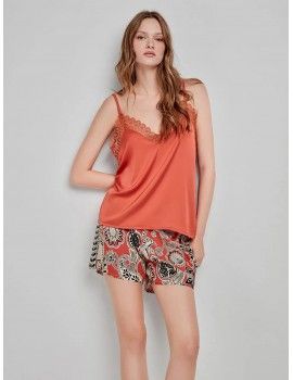 Pijama curto feminino Gisela Estampado Floral (Azul)