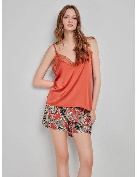 Pijama curto feminino Gisela Estampado Floral (Azul)
