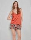 Pijama curto feminino Gisela Estampado Floral (Azul)