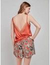 Pijama curto feminino Gisela Estampado Floral (Azul)