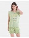 Pijama Corto de Mujer Massana Estampado Furgo (Pistacho)
