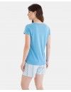 Pijama Corto de Mujer Massana Estampado Flores (Celeste)