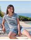Pijama Corto de Mujer Massana Estampado Corazones (Gris)