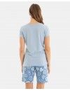 Pijama Corto de Mujer Massana Estampado Corazones (Gris)