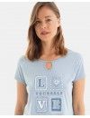Pijama Corto de Mujer Massana Estampado Corazones (Gris)
