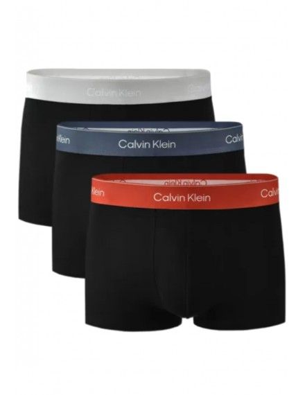 Bóxer Calvin Klein -3 Pack- Icon Cotton Stretch (Negro Cint. Azul, Gris y Roja)