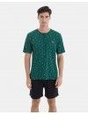 Pijama Corto de Hombre Massana Algodón y Viscosa Microestampado (Verde)