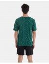 Pijama Corto de Hombre Massana Algodón y Viscosa Microestampado (Verde)