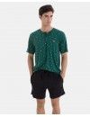 Pijama Corto de Hombre Massana Algodón y Viscosa Microestampado (Verde)