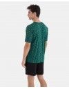 Pijama Corto de Hombre Massana Algodón y Viscosa Microestampado (Verde)