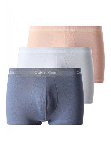 Bóxer Calvin Klein -3 Pack- Cotton Stretch (Celeste, Marino y Piel)