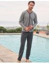 Pijama Largo de Hombre Massana Abierto de Entretiempo Punto Jacquard (Gris)