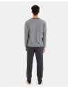 Pijama Largo de Hombre Massana Abierto de Entretiempo Punto Jacquard (Gris)