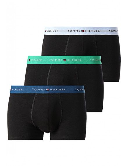 Bóxer Tommy Hilfiger -3 Pack- Signature Cotton Essentials (Negro Cint. Celeste, Verde y Marino)