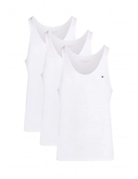 Camiseta de Tirantes Tommy Hilfiger -3 Pack- Algodón Logo Bordado (Blanco)