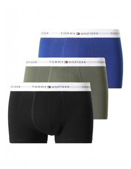Boxer Tommy Hilfiger -3 Pack- Assinatura Cotton Essentials (Azul, Marinho e Fantasia)