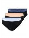 Slip Calvin Klein -3 Pack- Cotton Stretch (Negro Cint. Azul, Celeste y Piel)