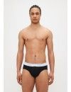 Slip Calvin Klein -3 Pack- Algodão Stretch (Branco Cintura Verde, Cinza e Turquesa)
