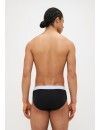 Slip Calvin Klein -3 Pack- Algodão Stretch (Branco Cintura Verde, Cinza e Turquesa)