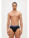 Slip Calvin Klein -3 Pack- Algodão Stretch (Branco Cintura Verde, Cinza e Turquesa)