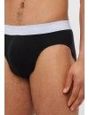 Slip Calvin Klein -3 Pack- Algodão Stretch (Branco Cintura Verde, Cinza e Turquesa)