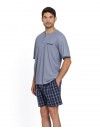 Pijama Curto Masculino Guasch Tecido Jaqcuard Microestampado Pontas de Flecha (Azul)