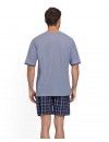 Pijama Corto de Hombre Guasch Tejido Mixto Jersey-Popelín (Azul)