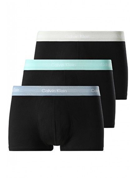 Bóxer Calvin Klein -3 Pack- Cotton Stretch (Negro Cint. Azul, Gris y Turquesa)
