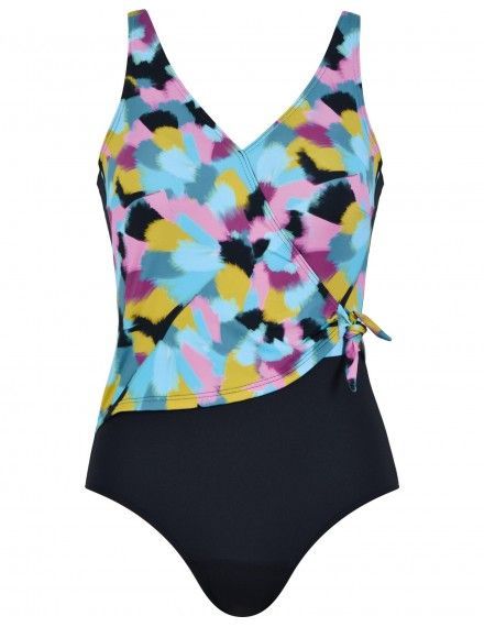Bañador Naturana Moldeador con Copas (Negro y Estampado Multicolor)